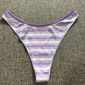 Victoria’s Secret PINK Striped Purple and White Thong Panty